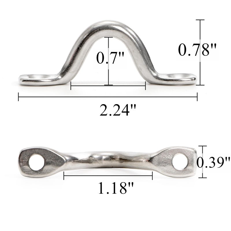 Tebery 10 Pack Boat Top Pad Eye, Stainless Steel Bimini Boats Top Eye Strap with Screws, Sturdy Tie Down Anchors Hardware, Kayak Deck Loops for Boat Canoe Rigging - Image 2